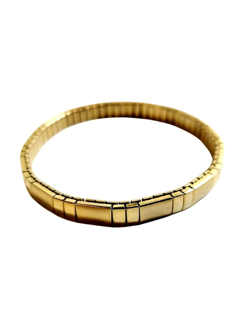 Vintage Brushed Gold-Plated Metal Stretch Bangle Bracelet - Picture 3 of 4